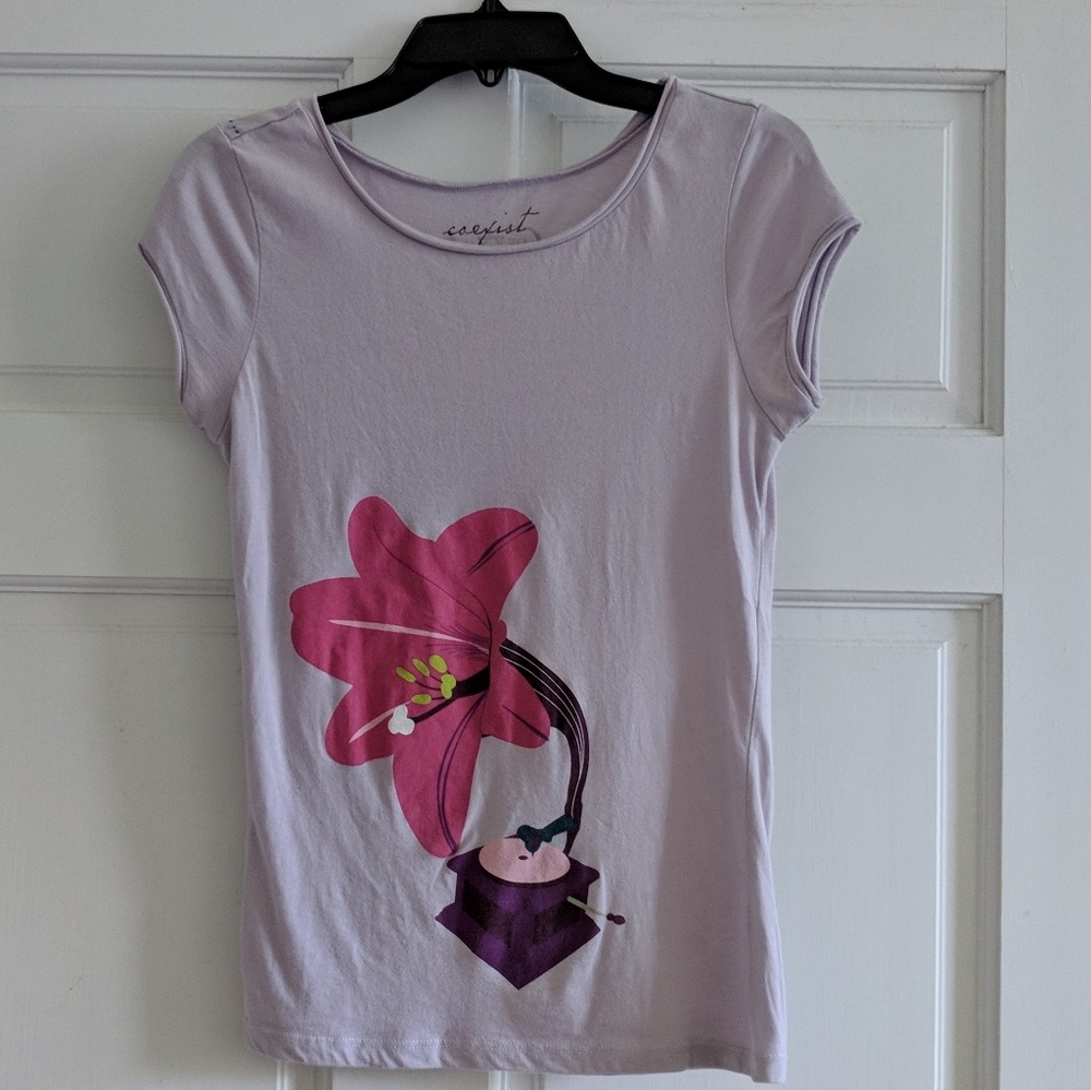 EUC Coexist Lavender Flower Gramophone Tee in S